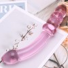 Crystal Glass Dildo Anal Beads Butt Plug G-spot Massager (Pink)